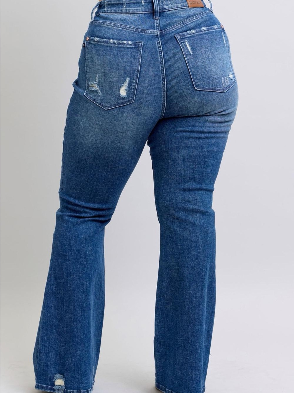 Judy Blue High Waist Contrast Wash Destroy Flare Denim Jeans